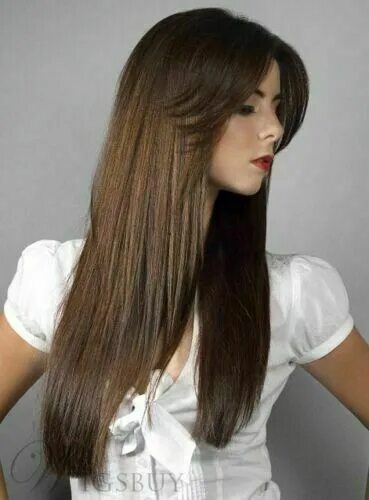 Красивые стрижки на длинные волосы для девушек 100% Real hair! New Elegant Women's Long Dark Brown Straight Human Hair Wigs eBa
