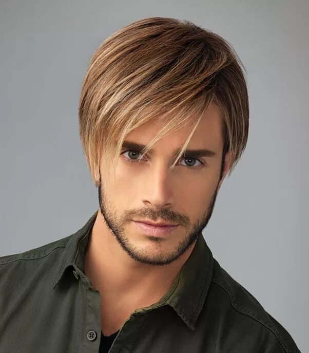 Красивые стрижки на средние волосы для мужчин Chiseled by HairUWear Heat Resistant, Hand-Tied Mono Mens Wig Lace Front Mens wi