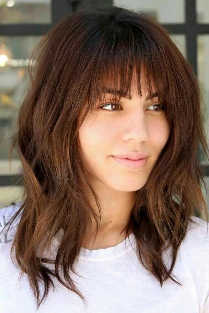 Красивые стрижки с длинной челкой Bella Swan Hairstyle New Moon Bangs with medium hair, Medium length hair cuts, M