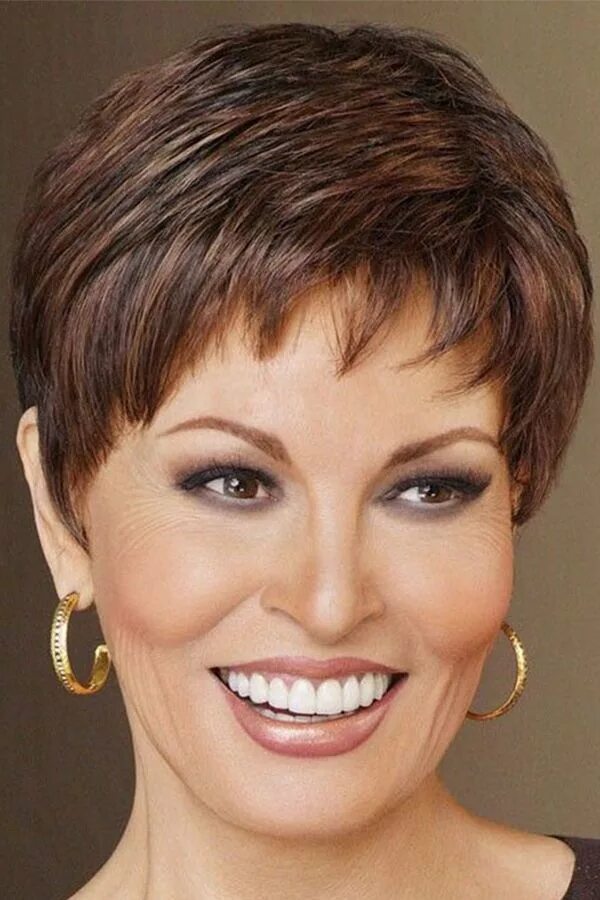 Красивые стрижки женщине модные Short Fluffy Brown Hair Wigs with Bangs Heat Resistant Synthetic Hair Lace Front