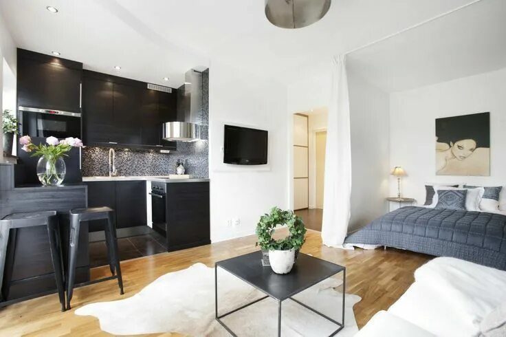 Красивые студии квартиры фото Дизайн квартиры-студии 28 м в Хельсинки Apartment layout, Apartment design inspi