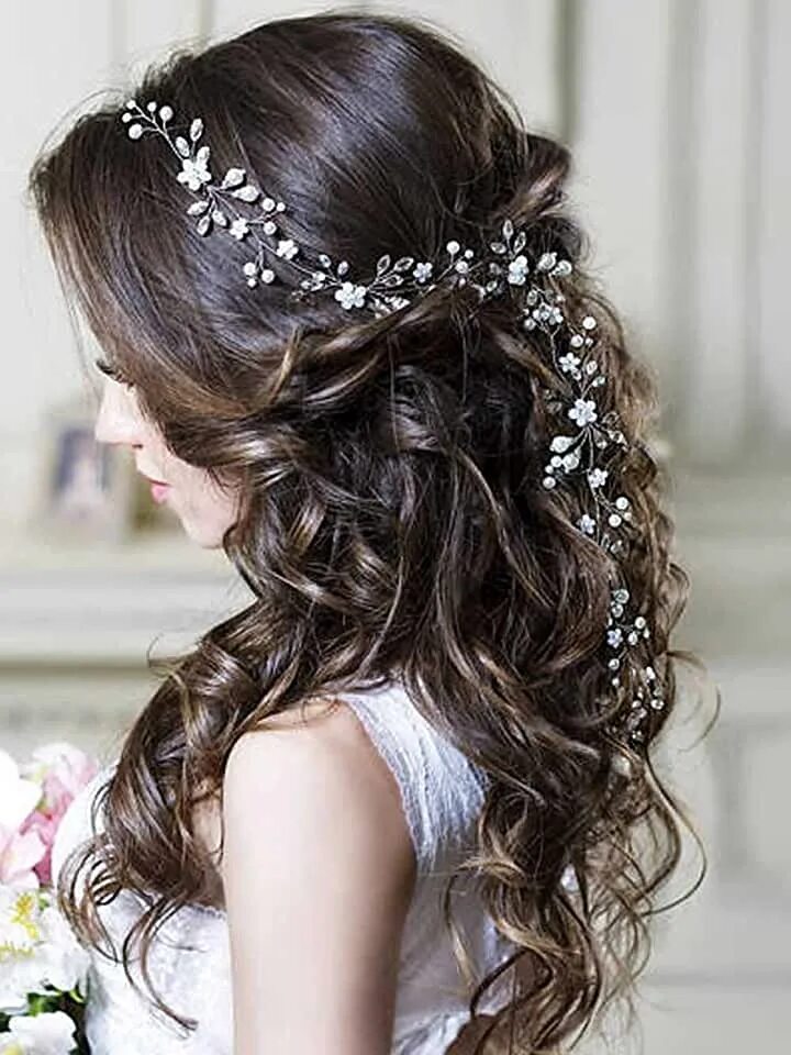Красивые свадебные прически на длинные Amazon.com: Bride Headdress