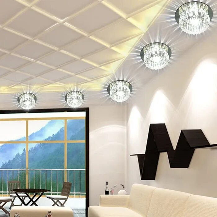 Красивые светильники на потолок фото spotlights downlight cat's-eye2017 LED crystal lamp 3W ceiling corridors lamp po