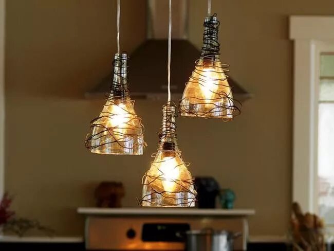 Красивые светильники своими руками Decoração, Garrafas decoradas, Garrafas de vidro