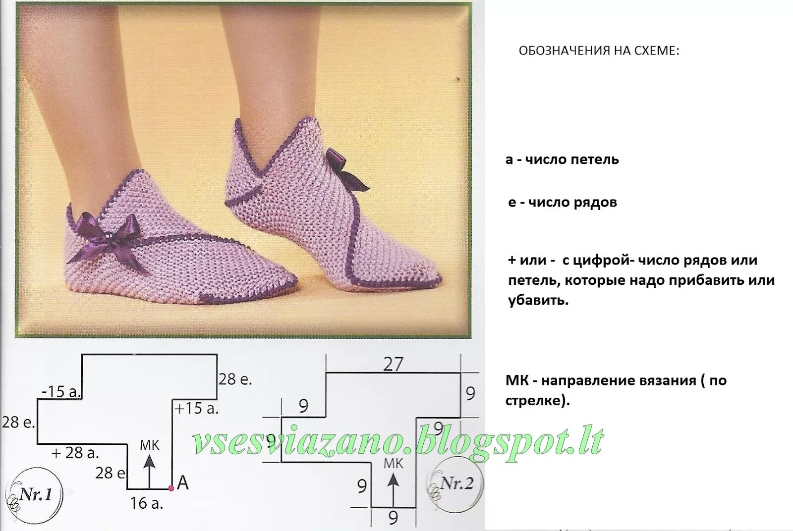 Красивые тапочки спицами схема описание Тапочки и описание простые и красивые: найдено 81 изображений