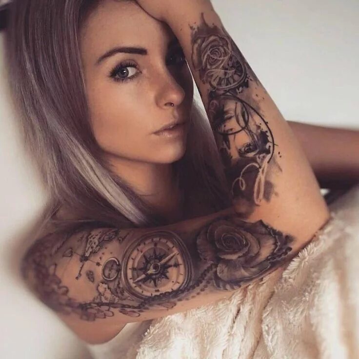 Красивые тату для женщин фото Pin by Karl Vandevender on Sculls, Stars and Rose Tattoos Best sleeve tattoos, S