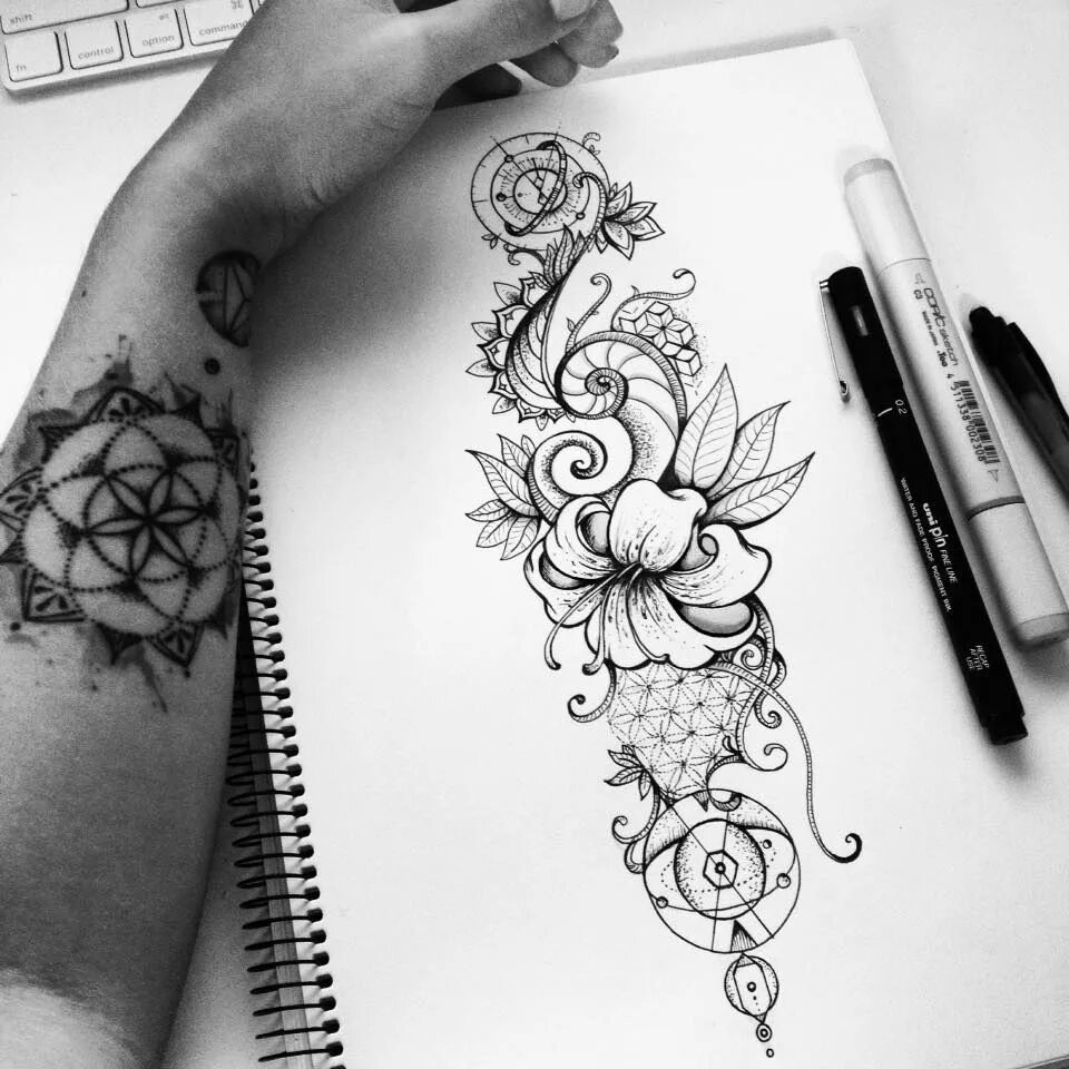 Красивые тату фото эскизы Geometric nature Tattoo design on Behance Trendy tattoos, Tattoo designs, Tattoo