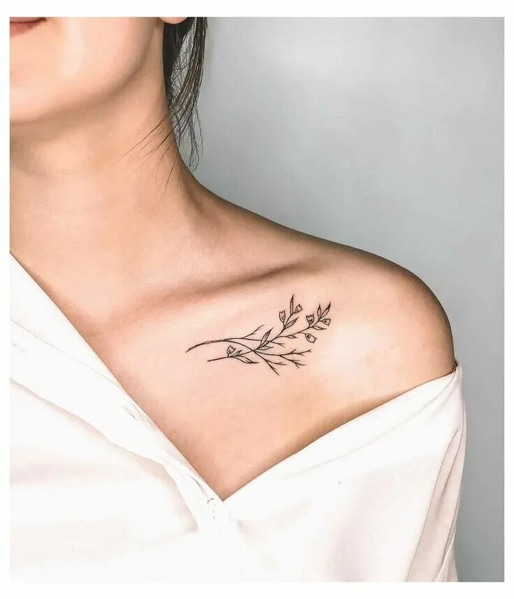 Красивые тату на ключице фото Веточка на ключице тату татуировка #collar #bone #tattoo #flower #collarbonetatt