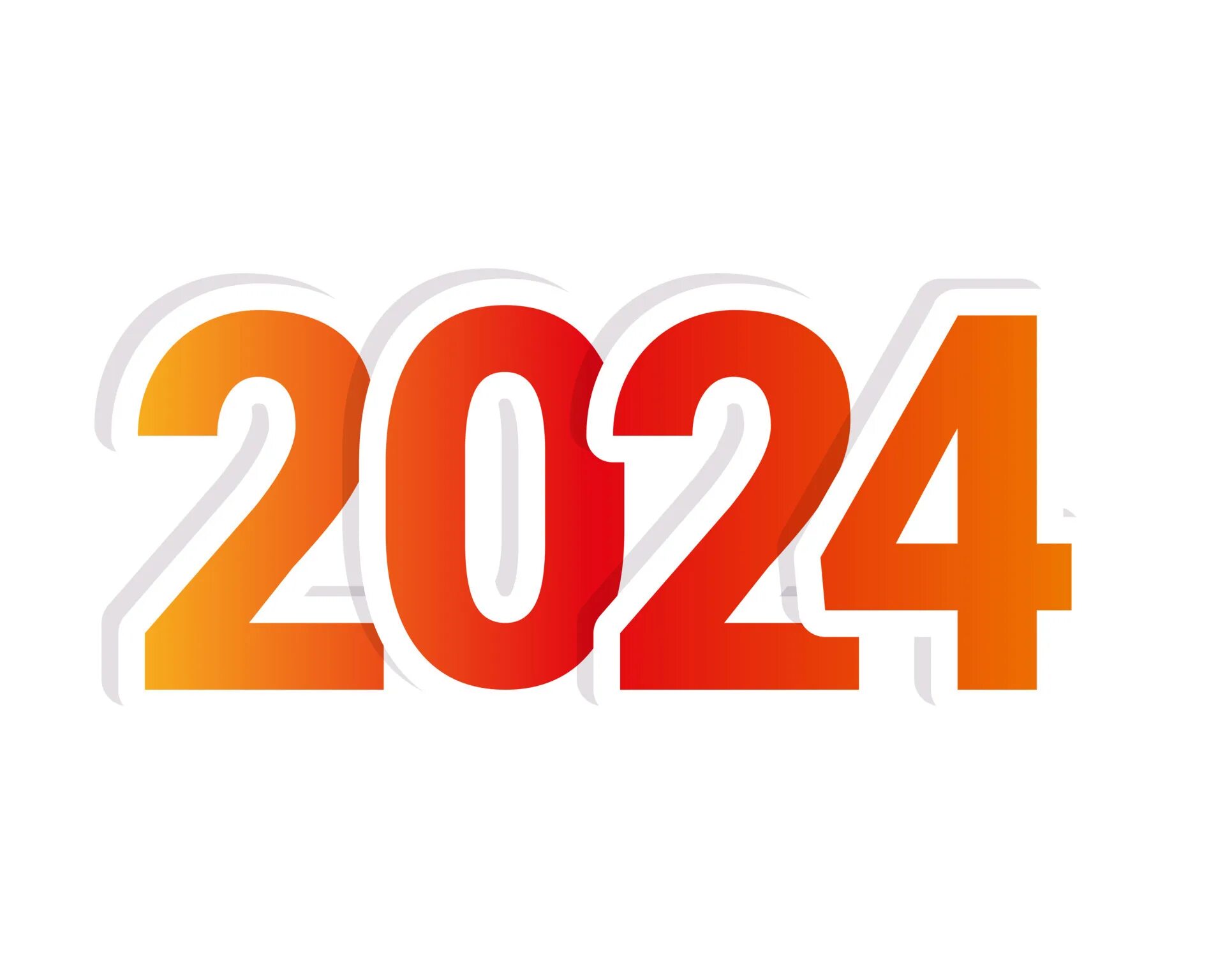 Красивые цифры 2024 для оформления 2024 number on white background, sticker, red-orange gradient. 19154541 Vector A