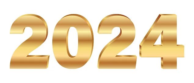 Красивые цифры 2024 для оформления Золотые Цифры 2024 В Перспективе - стоковая векторная графика и другие изображен