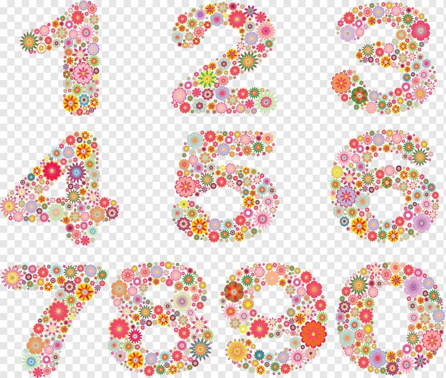 Красивые цифры для оформления скопировать Floral numbers, png PNGWing
