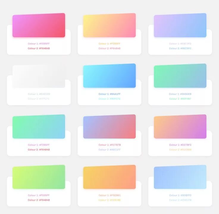Красивые цвета для оформления Gradients with color code Gradient color design, Ui color, Color coding