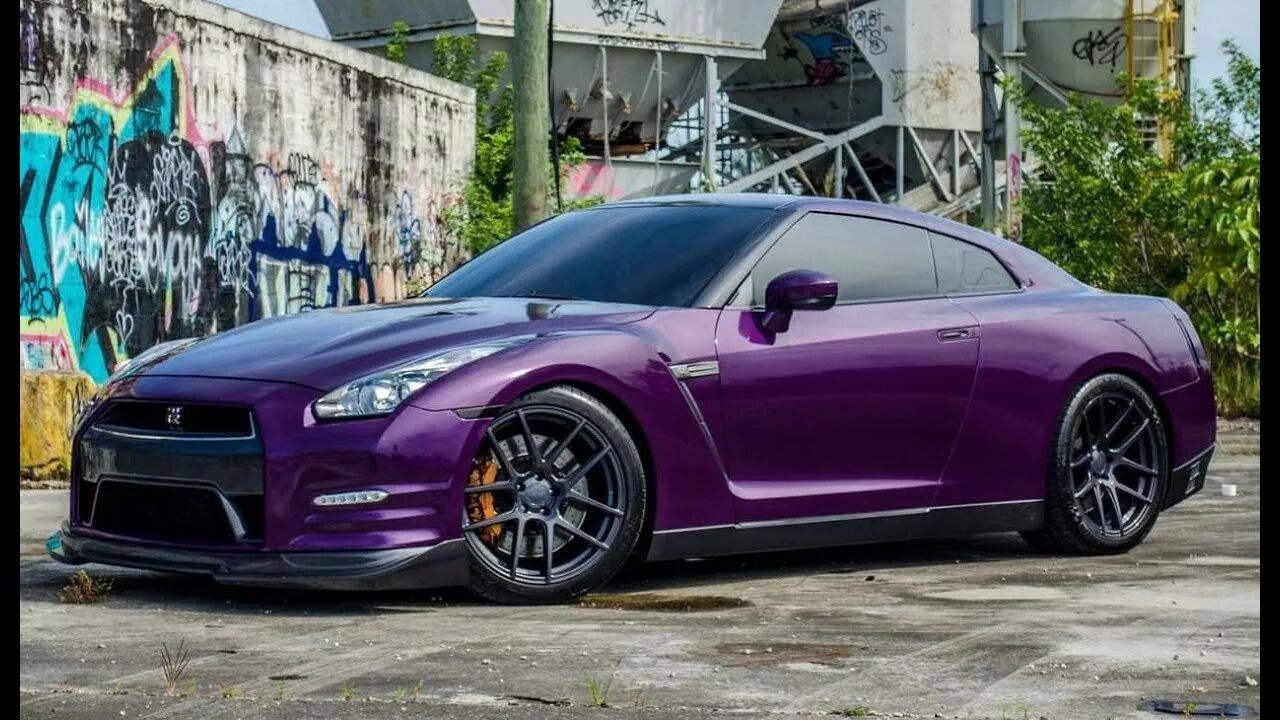 Красивые цвета машин фото Purple Nissan GT-R Lowered on Velgen Wheels - YouTube