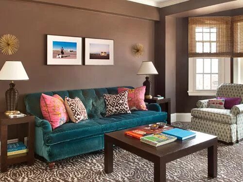 Красивые цвета в интерьере фото Neutral Rooms That Wow Living room decor, Brown and blue living room, Living roo