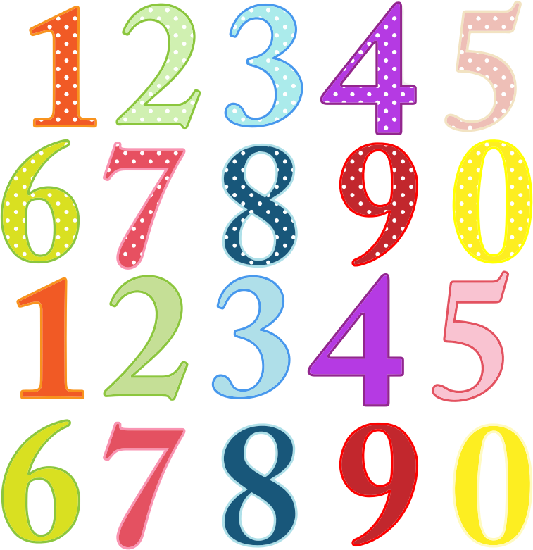 Красивые цветные цифры для оформления Colorful Numbers - Openclipart
