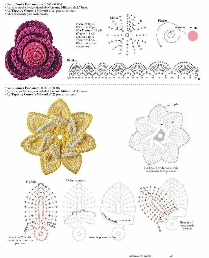 Красивые цветы крючком схема и описание Flores Crochet earrings pattern, Crochet symbols, Crochet flowers