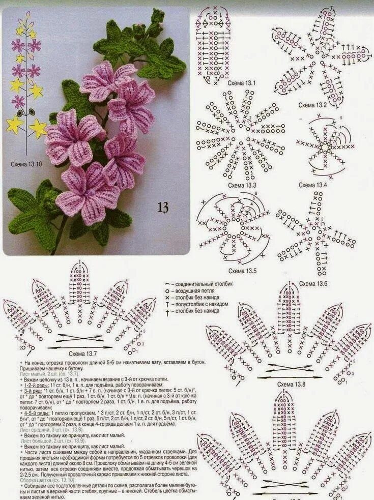 Красивые цветы крючком схема и описание Вязаный гиацинт Crochet flowers, Crochet bouquet, Crochet plant