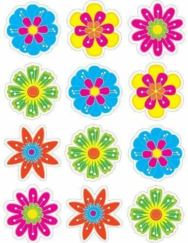 Красивые цветы вырезать для оформления распечатать цветные Teacher Created Resources Fun Flower Mini Accents (5395) Paper flowers craft, Fl