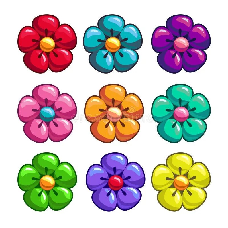 Красивые цветы вырезать для оформления распечатать цветные A set of colored flowers stock vector. Illustration of element - 84062395