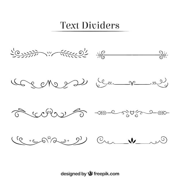 Красивые текстовые символы для оформления Page divider text Vectors & Illustrations for Free Download Freepik