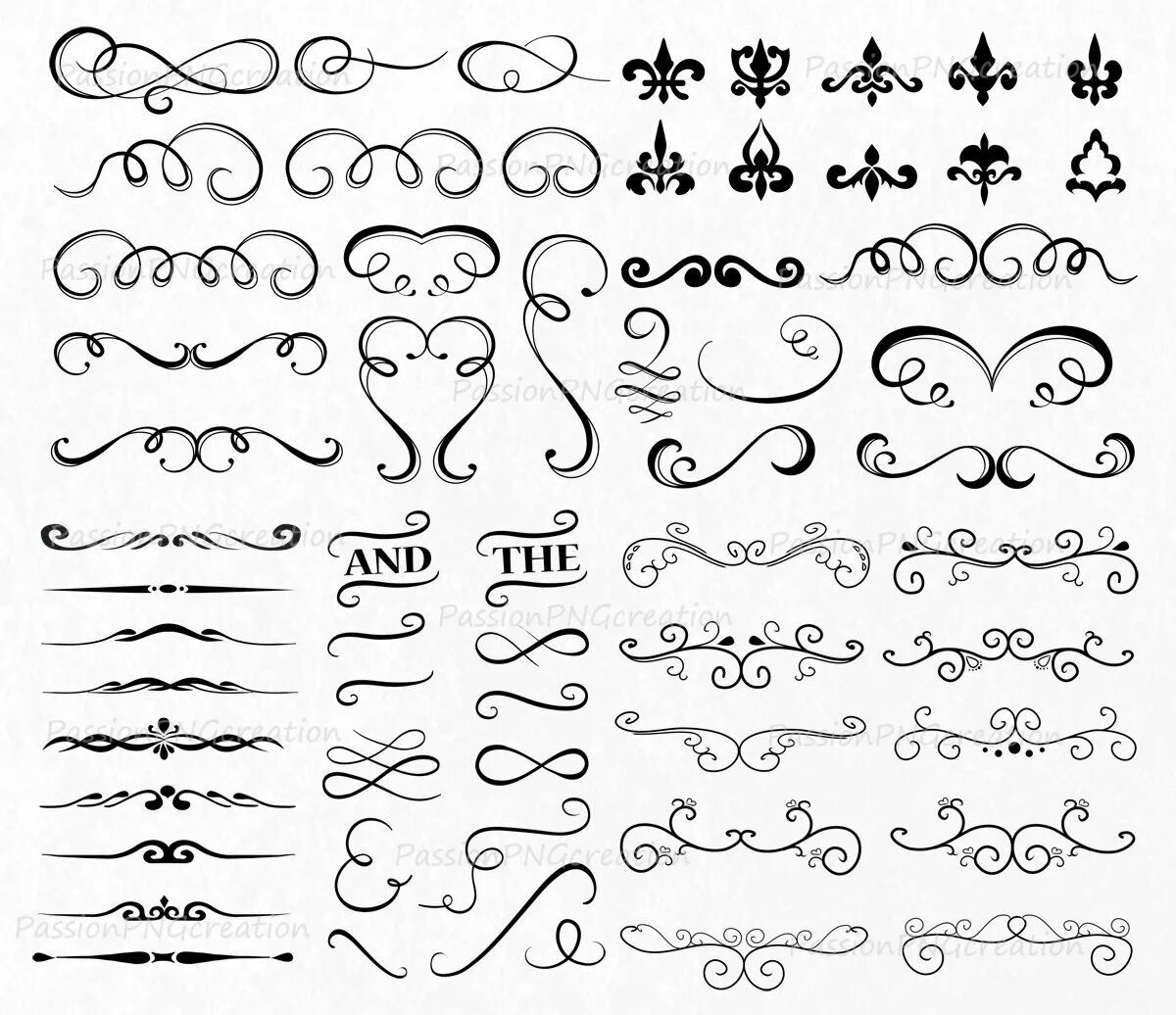 Красивые текстовые символы для оформления Divider Elements Digital Clipart Hand Drawn Png Vector - Etsy UK How to draw han