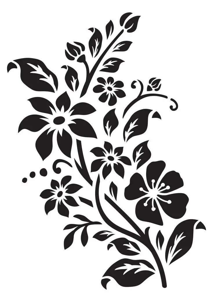 Красивые трафареты для оформления Pin on stencil ornament Leaf stencil, Flower stencil, Flower drawing