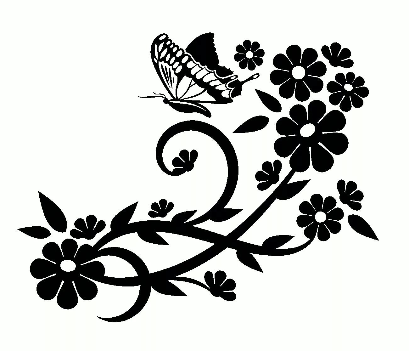 Красивые трафареты для оформления Fancy Floral Designs With ButterflyCustom Made Decal, Wall Window Car Truck Trai