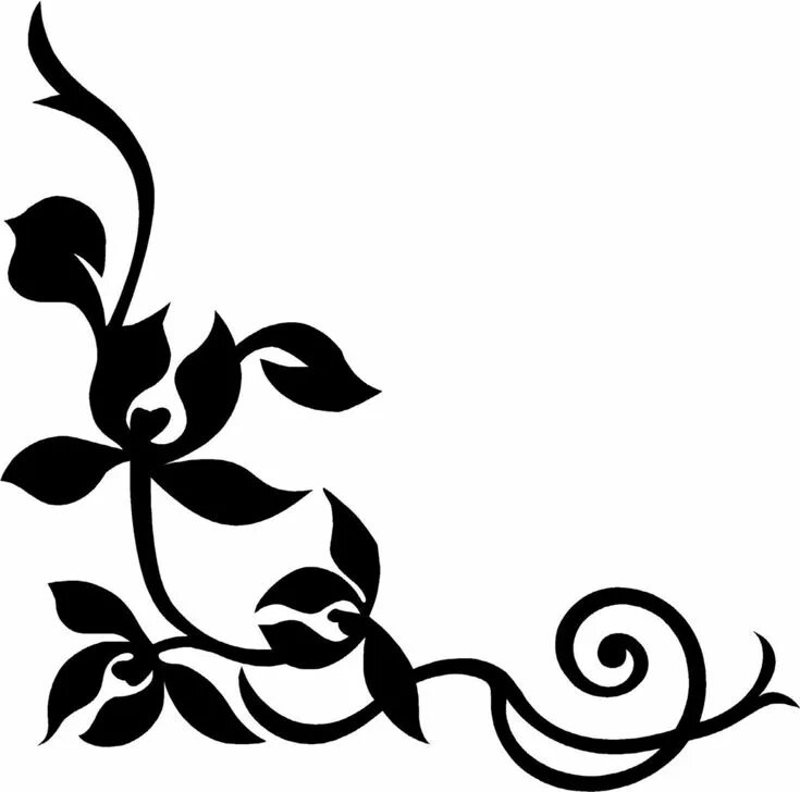 Красивые трафареты для оформления Black Scroll Corner Border Clip art borders, Stencil patterns, Corner borders