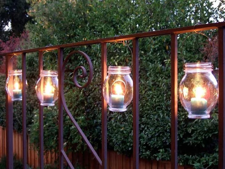 Красивые уличные светильники своими руками Свет на ограждения Diy outdoor lighting, Backyard lighting, Patio lighting