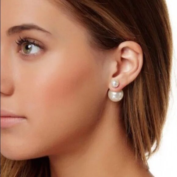 Красивые уши у девушек фото Jewelry Brand New Double Pearl Stud Earrings Poshmark