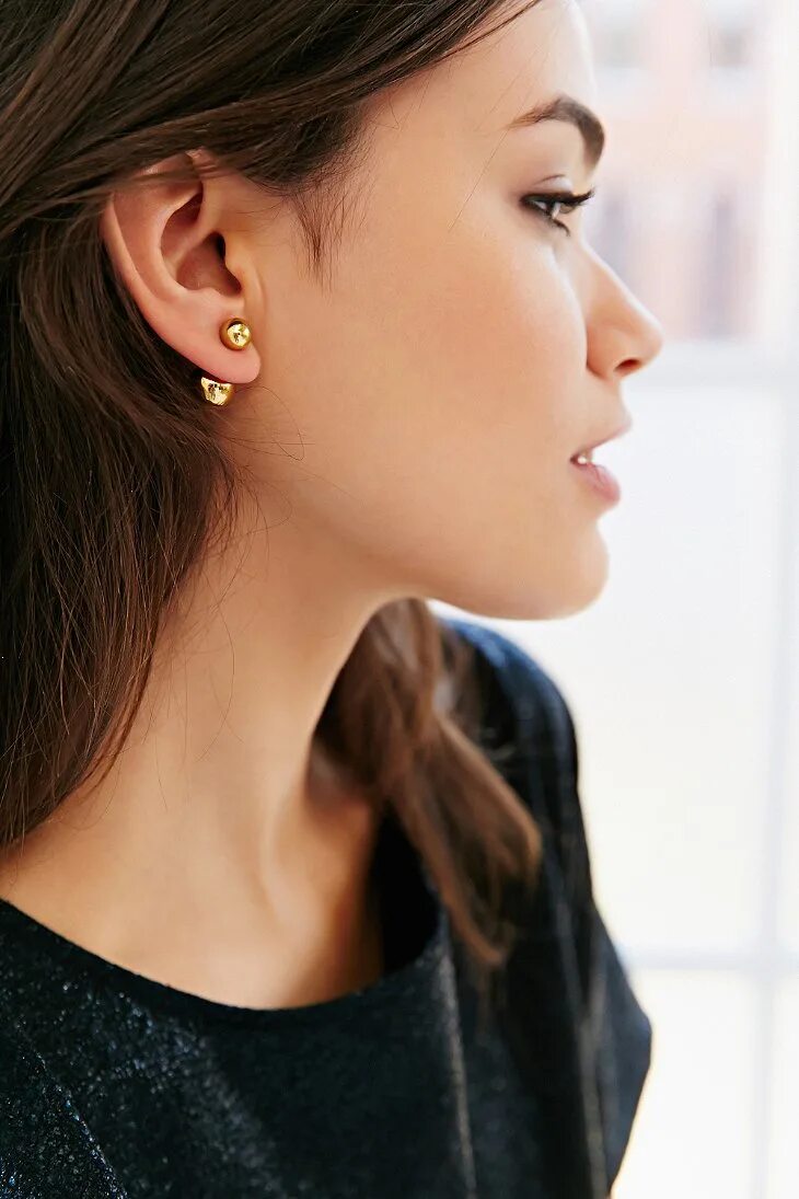 Красивые уши у девушек фото Understand and buy gold double ball earrings OFF-74
