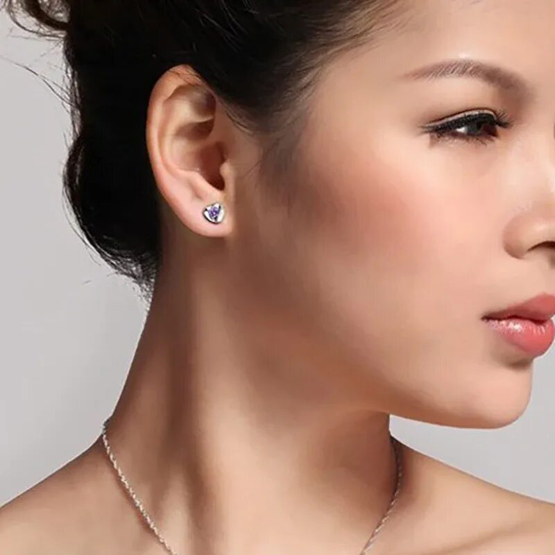 Красивые уши у девушек фото 100/200 пар, женские серьги с аметистом AliExpress