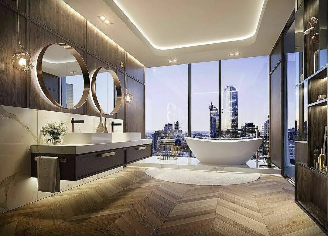 Красивые ванные комнаты 2024 фото Awesome render by @stabstudio --- Monarch Tower / Penthouse Bathroom #3dvizualiz