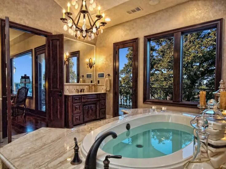 Красивые ванные комнаты частные дома фото Pin by love for everything (VE) on Unique Luxury master bathrooms, Dream bathroo