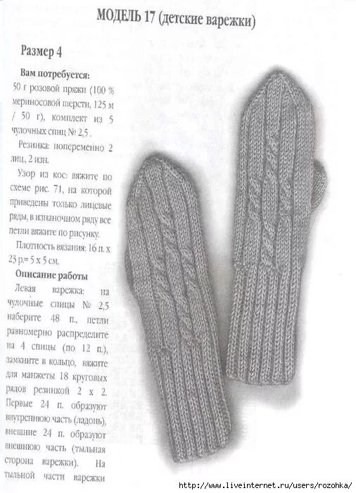 Красивые варежки спицами со схемами и описанием Детские варежки с узором из кос - knitted_life - LiveJournal