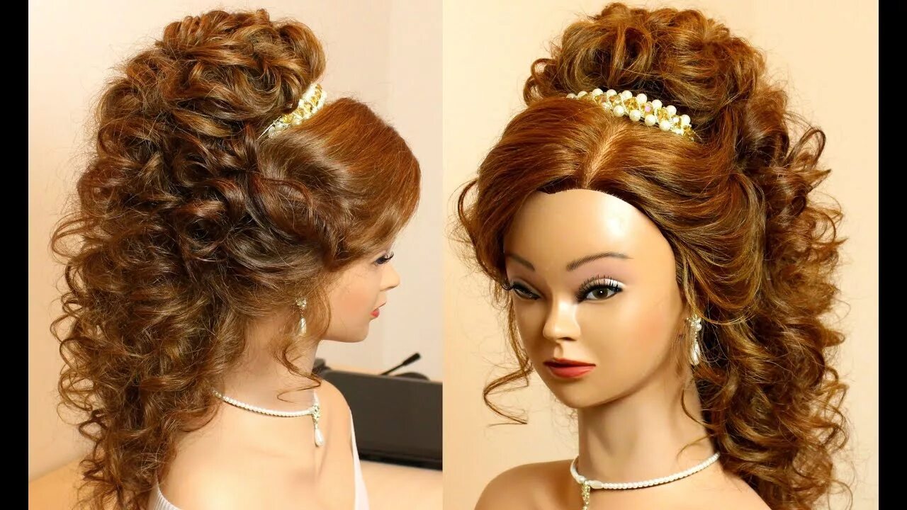 Красивые вечерние прическу на длинные Curly bridal hairstyle for long hair tutorial. - YouTube