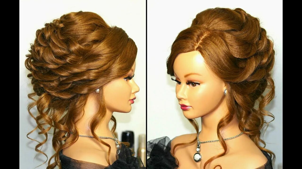 Красивые вечерние прическу на длинные Romantic bridal, wedding hairstyle for long hair. Tutorial - YouTube