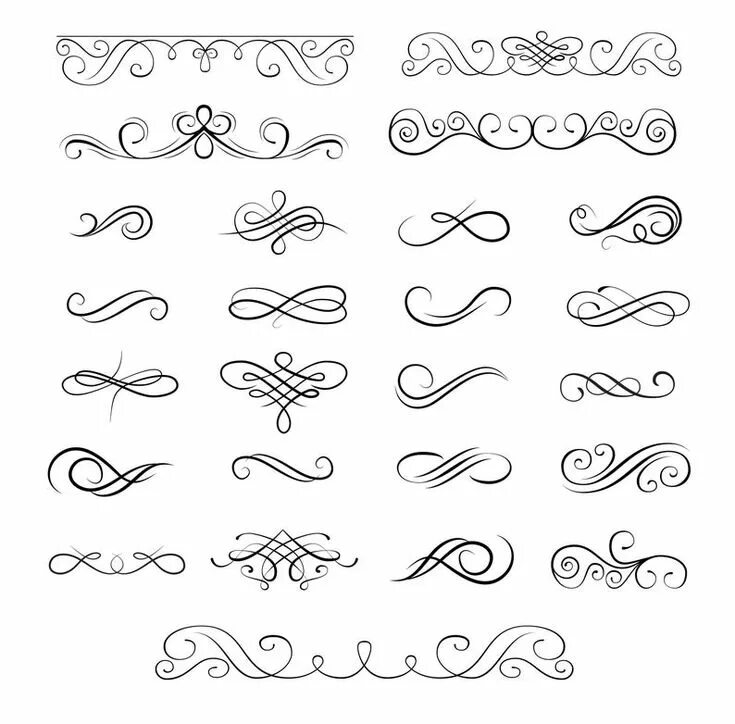 Красивые вензеля для оформления текста Swirls and ornate frames set SVG Vintage decoration Scroll Etsy in 2020 Ornate f