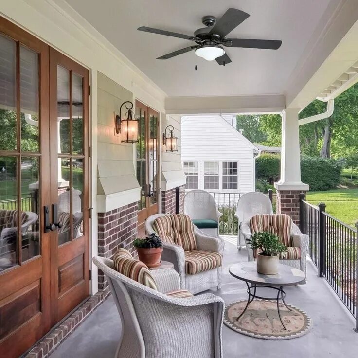 Красивые веранды в частных домах фото Honeywell Belmar 52 White Indoor/Outdoor LED Ceiling Fan #einrichten #wohnideen 