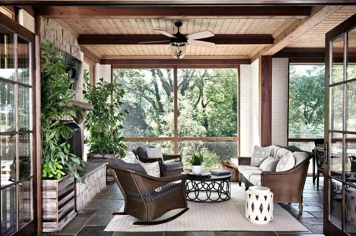Красивые веранды в частных домах застекленные фото 25+ Top Collection Brick Designs For Patios - Home Decor and Garden Ideas Porch 
