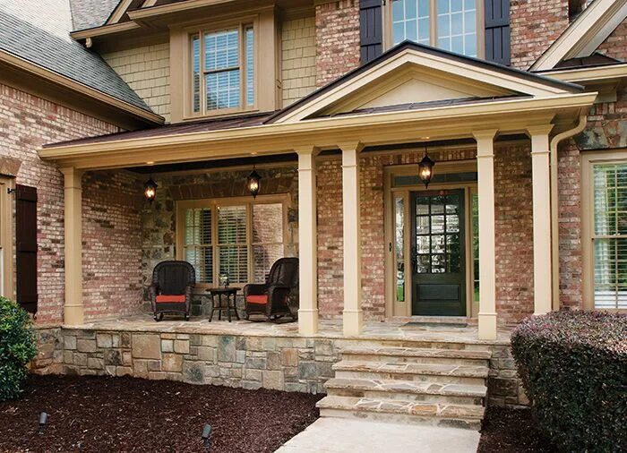 Красивые входные группы в частный дом фото Partial front porch designed and built by Georgia Front Porch. Porch design, Fro