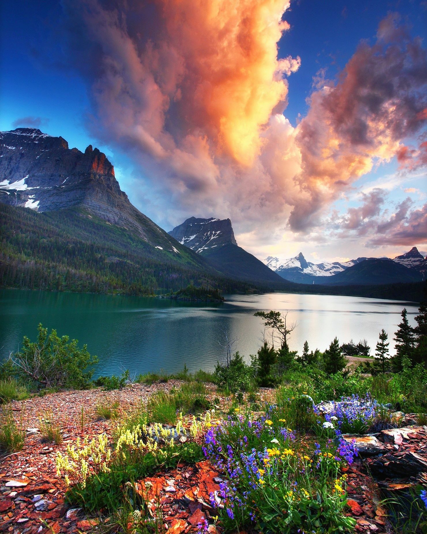 Красивые виды природы фото высокого Glacier National Park Montana Фотография природы, Места для путешествий, Живопис