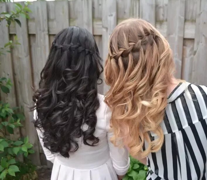 Красивые волосы на выпускной прически Waterfall Braid shared by Jamie ♕ on We Heart It Pretty hairstyles, Hair styles 