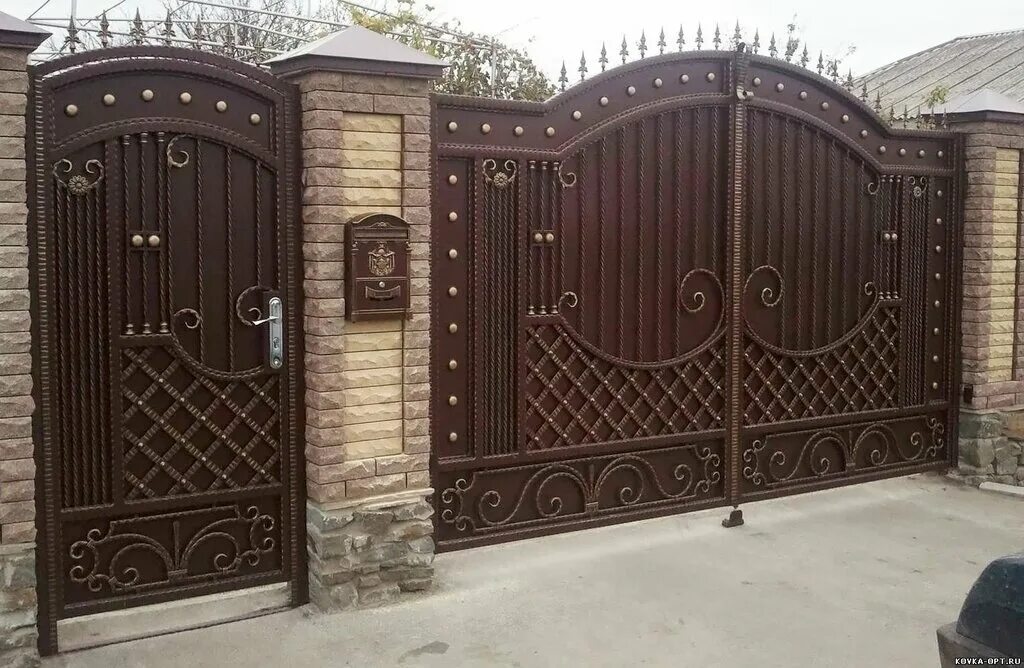 Красивые ворота с калиткой фото Svarog Master, fences and barriers, Belgorod, Kommunalnaya ulitsa, 3 - Yandex Ma