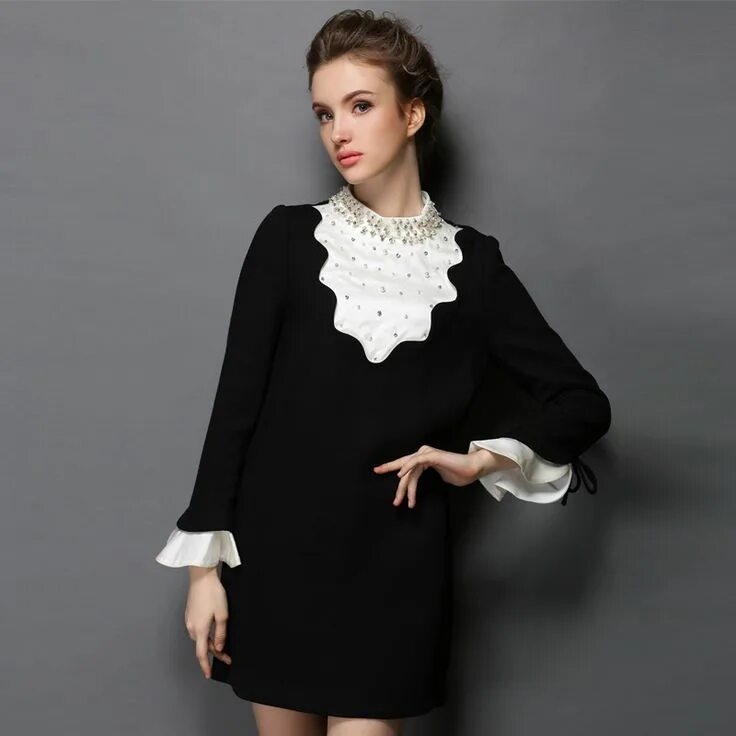 Красивые воротники на платье фото US $54.99 & Embellike Women Autumn Winter Long Sleeve Mini Dress #autumn #dress 