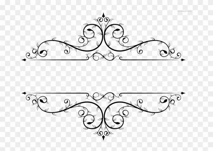 Красивые вставки в текст оформление Black Floral Border Transparent Background Png - Vintage Text Frame Png, Png Dow