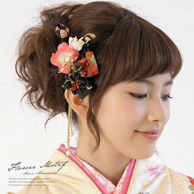 Красивые японские прически NEW!! Japanese HAIR Accessories Set of 3 Kimono Yukata Kanzashi Maiko pink/black