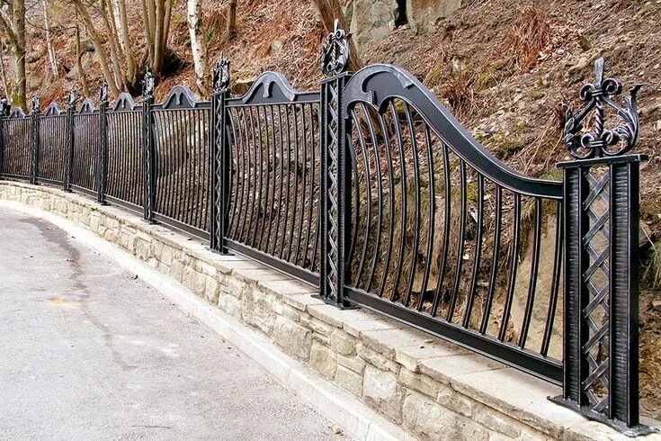 Красивые заборы из металла фото Beautiful wrought iron railings to match our unique design wrought iron gates. 0