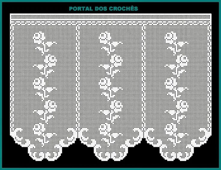 Красивые занавески крючком со схемами PORTAL DOS CROCHÊS: ESQUEMAS PARA CORTINAS DE CROCHÊ DE FILÉ COM MOTIVOS DE ROSA
