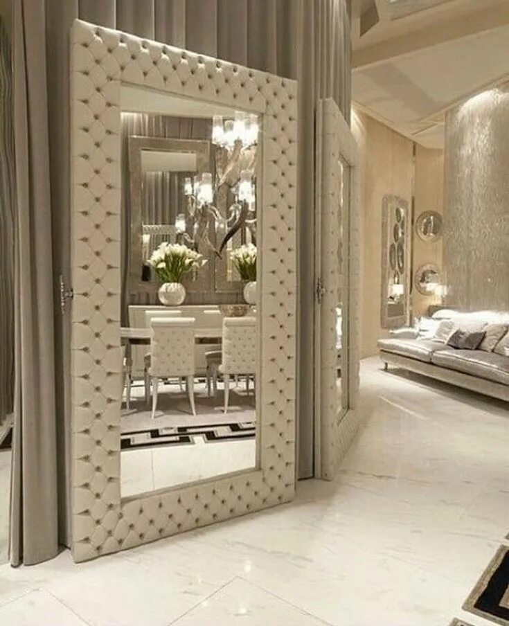 Красивые зеркала в прихожую фото Custom Tufted Mirror Etsy Проектирование интерьеров, Элитные дома, Роскошная меб